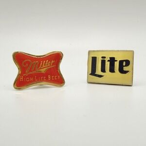Vintage Miller High Life Red Bowtie Logo Lite Beer Enamel Lapel Pins Advertising